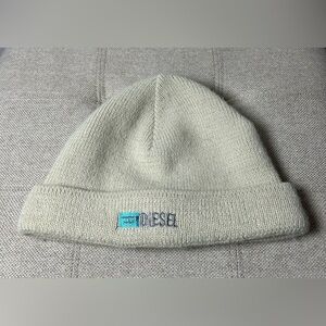 Vintage Diesel Toque Beanie Hat Off White Cream Color Embroidered Logo Size 3